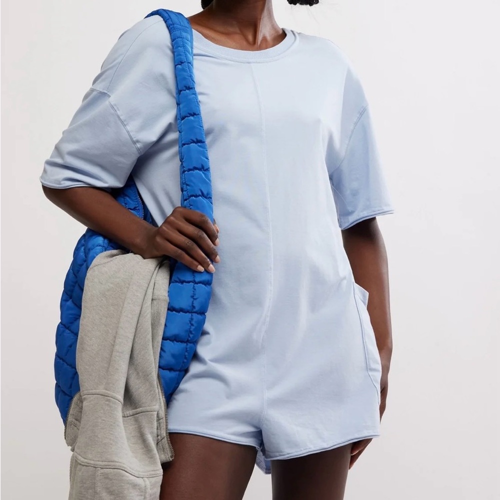 Light Blue Short Sleeve Romper
